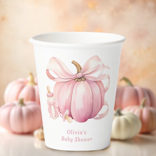 Schattigee Little Pumpkin Pink Bow Baby shower Papieren Bekers