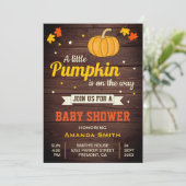 Schattigee Little Pumpkin Rustic Baby shower Invit Kaart (Staand voorkant)