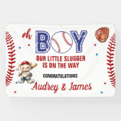 Schattigee Little Slugger Boy Baby shower Banner (Horizontaal)