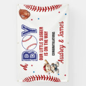 Schattigee Little Slugger Boy Baby shower Banner (Verticaal)
