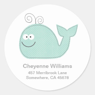Schattigee Little Whale Adreslabel Stickers / Aqua