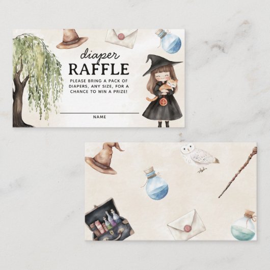 Schattigee Little Wizard Luier Raffle Enclosure Ka Informatiekaartje (Voorkant / Achterkant)