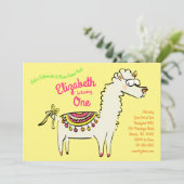 Schattigee Llama Alpaca 1e verjaardagsfeest Kinder Kaart (Staand voorkant)