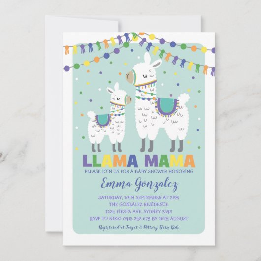 Schattigee Llama Baby shower Alpaca Baby Boy Llama Kaart (Voorkant)