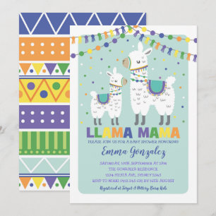 Schattigee Llama Baby shower Alpaca Baby Boy Llama Kaart