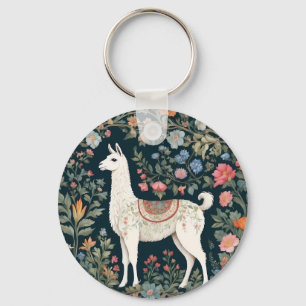 Schattigee Llama Elegante Bloemen Sleutelhanger