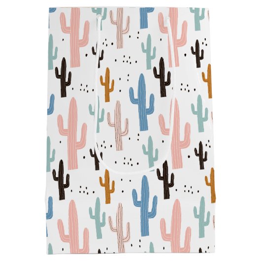Schattigee Llama en pastel Saguaro Cactus Patroon Medium Cadeauzakje (Achterkant)