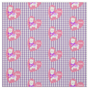 Schattigee Llama Hart Gingham Plaid Roze Paarse Wi Stof