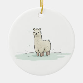 Schattigee Llama Illustratie - Schattige en rustig Keramisch Ornament