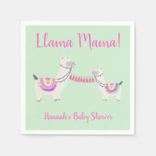 Schattigee Llama Mama Hot Roze en Groen Baby showe Servet