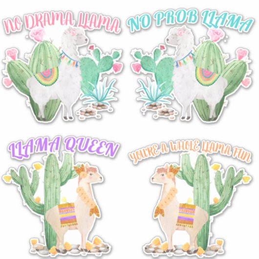 Schattigee Llama met Fun Llama Humor Gezegden - 4  Sticker (Voorkant)