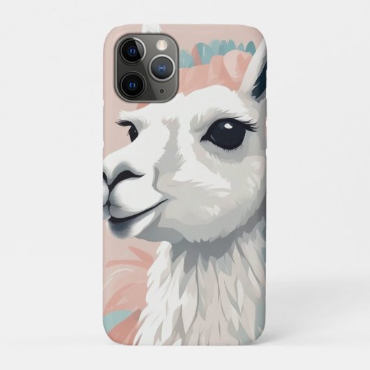 Schattigee Llama met kleurrijke vacht op zijn hoof Case-Mate iPhone Case (Achterkant)