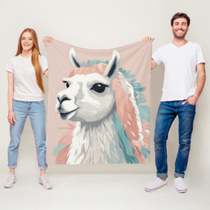 Schattigee Llama met kleurrijke vacht op zijn hoof Fleece Deken