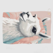 Schattigee Llama met kleurrijke vacht op zijn hoof Golfhanddoek (Horizontaal)