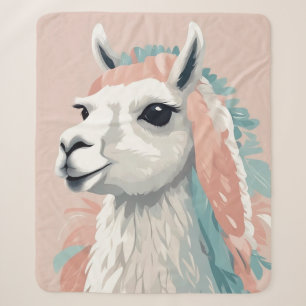 Schattigee Llama met kleurrijke vacht op zijn hoof Sherpa Deken