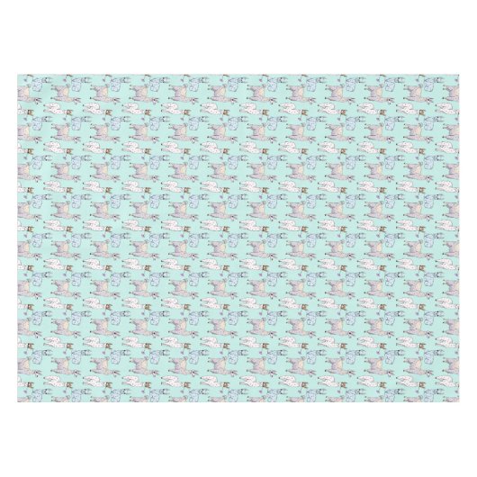 Schattigee Llama Pattern Illustratie op Groen Tafelkleed (Voorkant (Horizontaal))