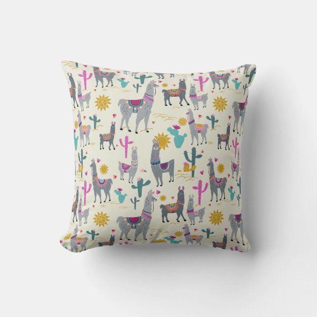 Schattigee Llama Print Decor Kussen (Voorkant)