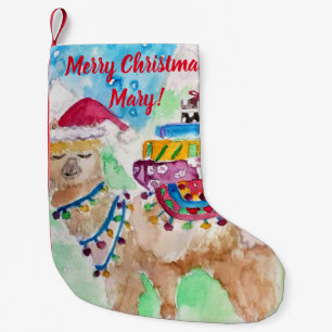 Schattigee Llama Vrolijke Kerstkunst Meisjes Stock Kleine Kerstsok