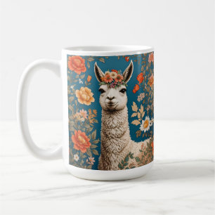 Schattigee Llama William Morris Geïnspireerd Bloem Koffiemok