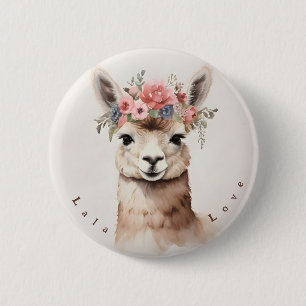 Schattigee Llama zeggen Lala Liefde Gepersonalisee Ronde Button 5,7 Cm
