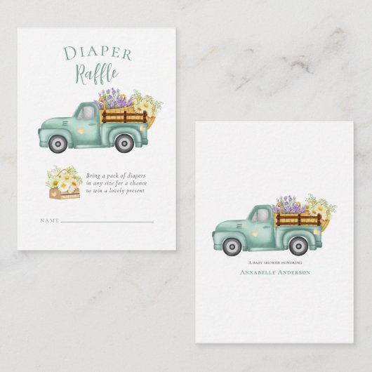 Schattigee lokaal geteelde waterverf luier Raffle Informatiekaartje (Voorkant / Achterkant)