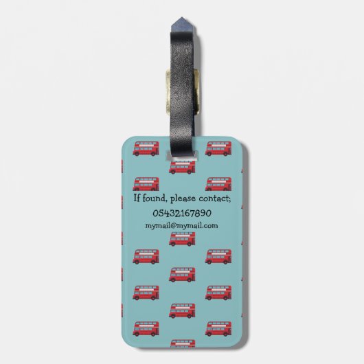 Schattigee London Double Deck Bus en Charming Baby Bagagelabel (Achterkant verticaal)