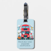 Schattigee London Double Deck Bus en Teddy Bear Bagagelabel (Achterkant verticaal)