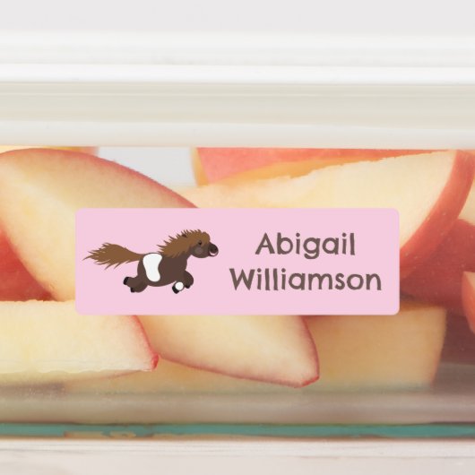Schattigee lopende Shetland pony cartoon gepersona Labels (Aangebracht)