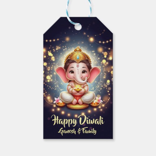 Schattigee Lord Ganesh Diwali Cadeaulabel (Voorkant)