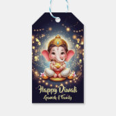 Schattigee Lord Ganesh Diwali Cadeaulabel (Achterkant)