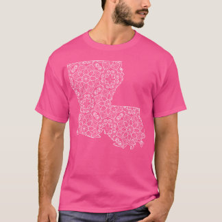 Schattigee Louisiana Floral State Outline T-shirt