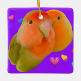 Schattigee Lovebird hanging vierkant ornament
