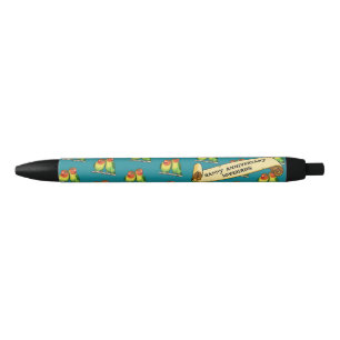 Schattigee Lovebirds Happy Jubileum Romantische Re Zwarte Inkt Pen