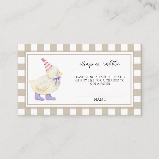 Schattigee Lucky Duck - Luierverloting Ticket Informatiekaartje (Voorkant)