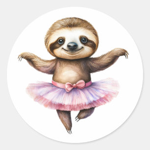 Schattigee luiaard ballerina dansen ballet ronde sticker