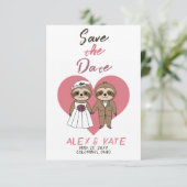 Schattigee Luiaard bruiloft Save the Date Aankondi (Staand voorkant)