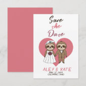 Schattigee Luiaard bruiloft Save the Date Aankondi (Voorkant / Achterkant)