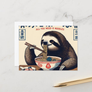 Schattigee luiaard eten Ramen alles wat je nodig h Briefkaart