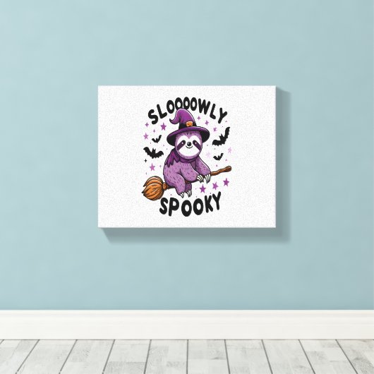 Schattigee Luiaard Happy Halloween (2) Canvas Afdruk (Insitu (Houten vloer))