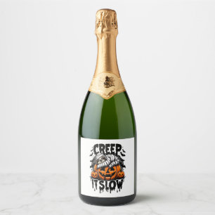 Schattigee luiaard Happy Halloween Sparkling Wijnetiket