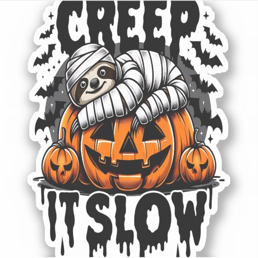 Schattigee luiaard Happy Halloween Sticker (Voorkant)