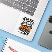 Schattigee luiaard Happy Halloween Sticker (Laptop met iPhone)