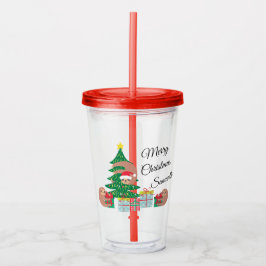 Schattigee luiaard kerstboom gepersonaliseerd acryl drinkbeker