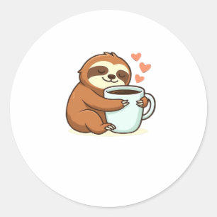 Schattigee Luiaard Knuffelen Grote Koffie Cup Prem Ronde Sticker