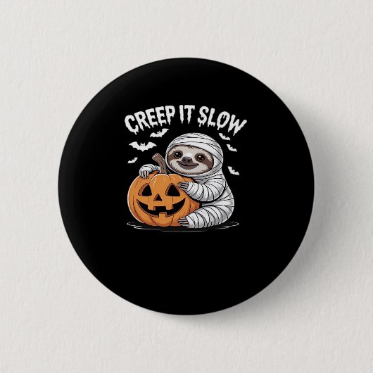 Schattigee Luiaard Lovers Funny Halloween Pumpkin Ronde Button 5,7 Cm (Voorkant)