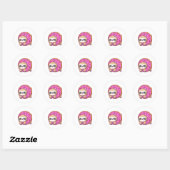 Schattigee luiaard met donut cartoon ronde sticker (Vel)