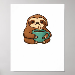 Schattigee Luiaard met Koffie Mok – Gezellig Relax Poster