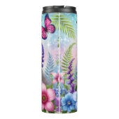 Schattigee luiaard met vlinders en bloemen thermosbeker (Achterkant)
