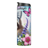 Schattigee luiaard met vlinders en bloemen thermosbeker (Geroteerd rechts)