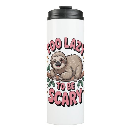 Schattigee Luiaard op Branch met Speels Thermosbeker (Voorkant)